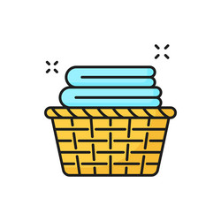 laundry basket with towels isolate color line icon vector image