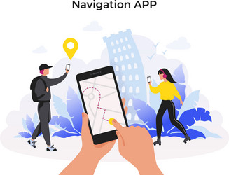 navigation app mobile application with map route vector