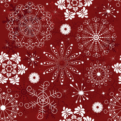Red Snowflake Seamless Pattern vector image