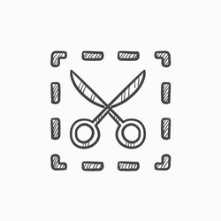 scissors with dotted lines sketch icon vector image