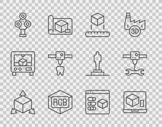 set line isometric cube 3d printer rgb and cmyk vector image