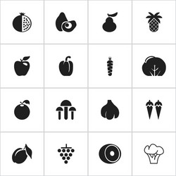 set of 16 editable fruits icons includes symbols vector image