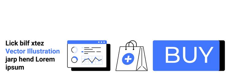 web analytics shopping bag and buy button vector image