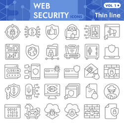web security thin line icon set data protection vector image