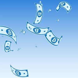 bitcoin internet currency notes falling random b vector image