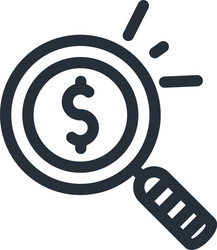 dollar inside lupe line style icon design vector image