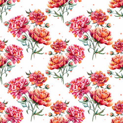 Watercolor Floral Peony Pattern Vector Image