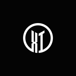 xi monogram logo isolated with a rotating circle vector image