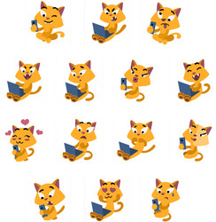 Yellow cats social life vector