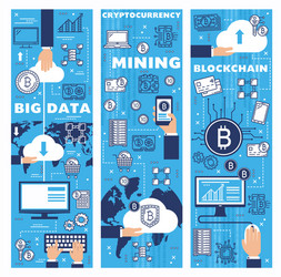 Bitcoin Mining & Blockchain Technology vector image