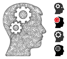 brain gears web mesh vector image