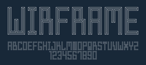 minimal geometric cyberpunk font with facet vector image