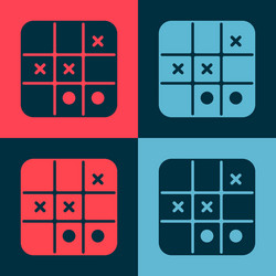 pop art tic tac toe game icon isolated on color vector image