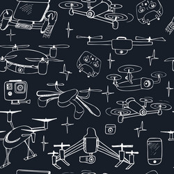 seamless pattern hand drawn element drone vector