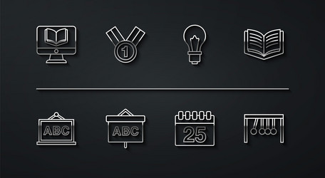 set line online class chalkboard open book vector image