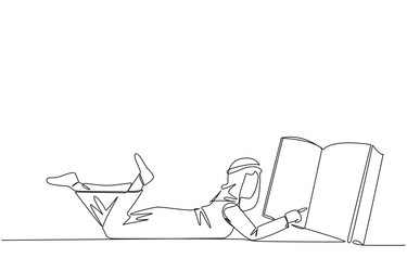 Single continuous line drawing arab man hugging Vector Image