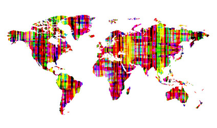 World map bright multicolored abstract pattern vector