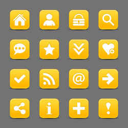 yellow satin icon web button with white basic sign vector image