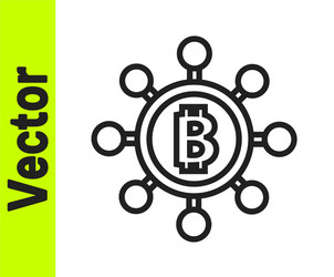 black line blockchain technology bitcoin icon vector image