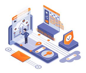 Cybersecurity Network Security Isometric vector image