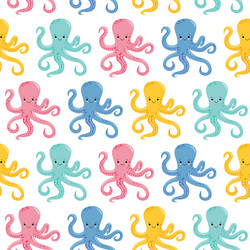 seamless pattern with color octopuses cute vector image