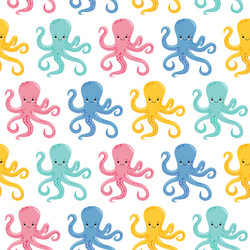 seamless pattern with color octopuses cute vector