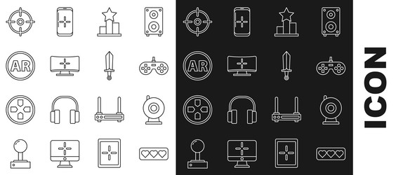 set line like and heart web camera gamepad star vector image