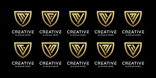 set of monogram logo design initial vm vector image