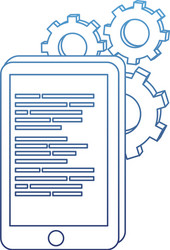 degraded outline smartphone with data code vector image