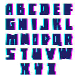 glitch alphabet letters and numbers with effect vector