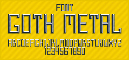 minimal geometric cyberpunk font with facet vector image