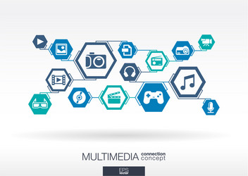 multimedia network hexagon abstract background vector image