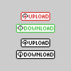 pixel art button upload and download design vector image