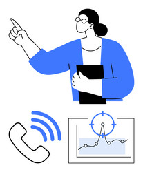 professional pointing forward with a folder phone vector image