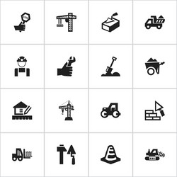 Set of 16 editable construction icons includes vector