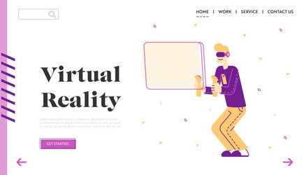 Virtual reality simulation hobby website landing vector