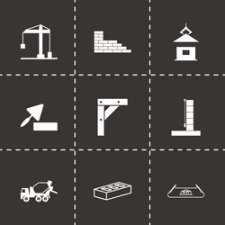 black construction icons set vector