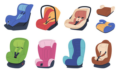 Child car seat safety of children traveling vector