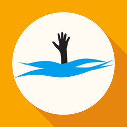 Drowning and reaching out hand for help a long vector