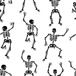 seamless pattern with black skeletons vector image