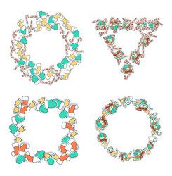 Set 4 christmas framework from festive elements vector