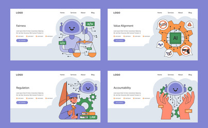ai ethics web or landing set artificial vector image