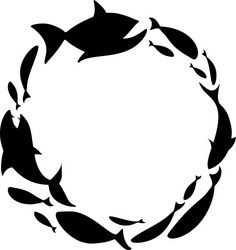 Black Fish Wreath - School of Fish Vector Image