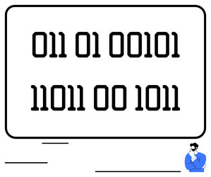 computer programmer contemplating binary code vector image