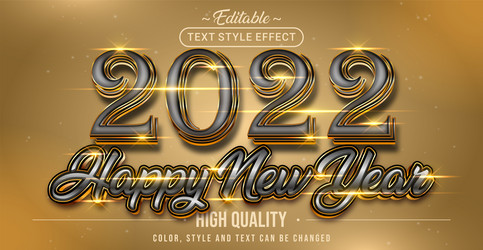 editable text style effect - 2022 happy new year vector image