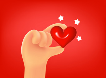 hand with red heart 3d mobile application icon vector image