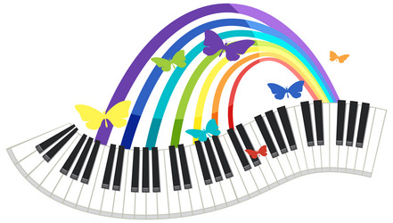 Piano keyboard with rainbow vector