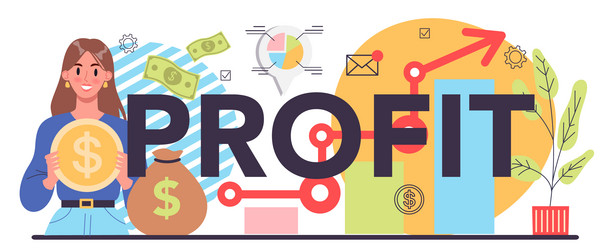 profit typographic header idea of business vector image