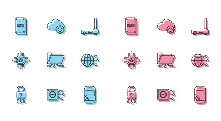 set line lock on digital circuit board remote vector image
