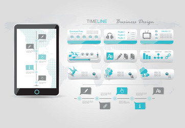 web buttons set blue design with time line vector image